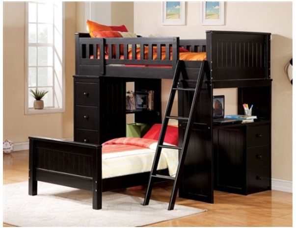 Bunk Bed Black Twin