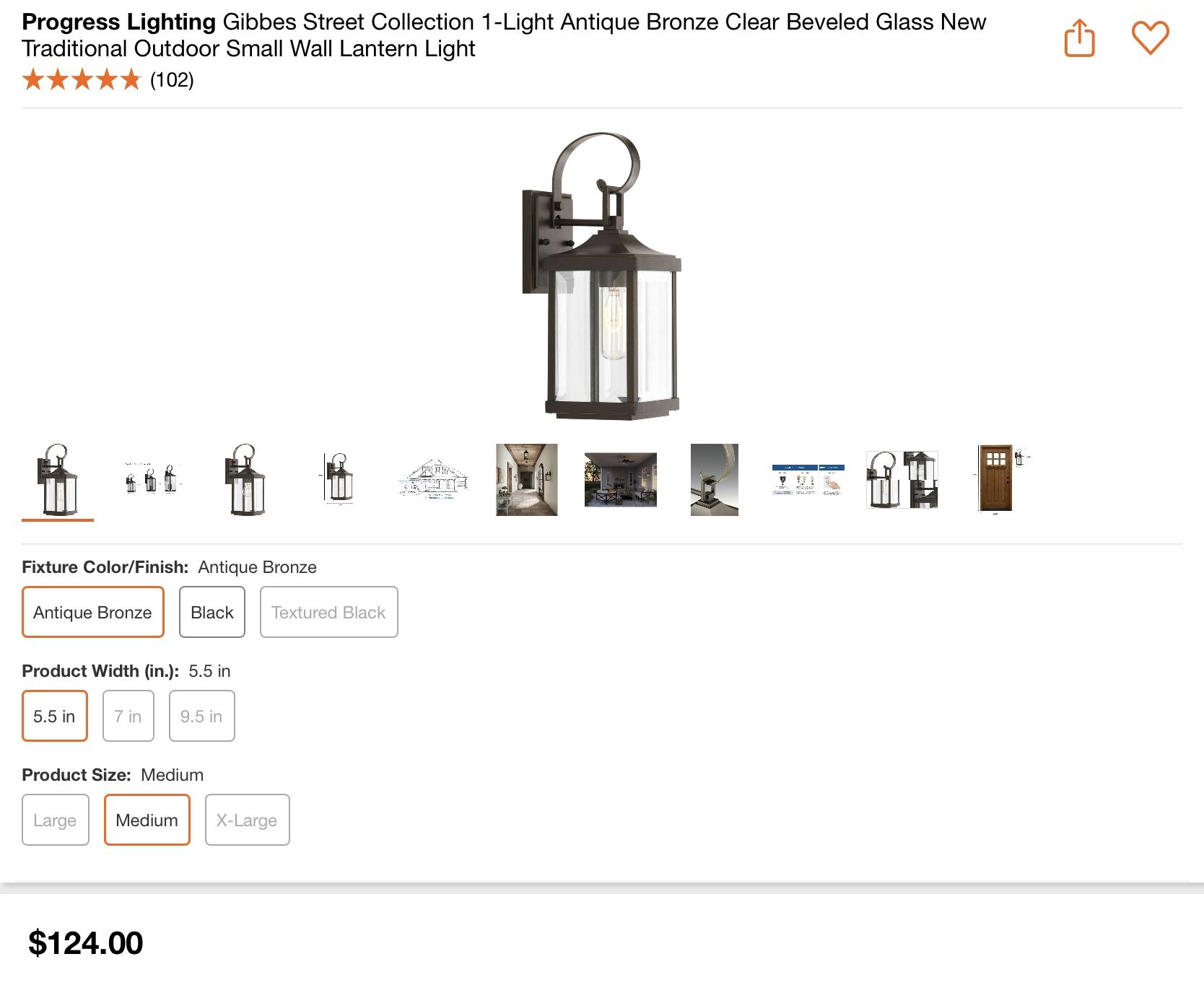 Progress Lighting Gibbes Street Collection 1Light Antique Bronze Clear