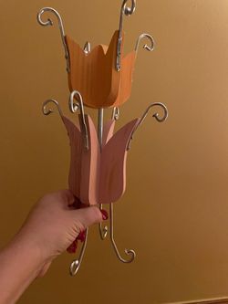 Wooden tulip necklace holder