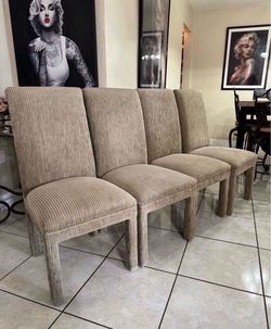 4 Upholstered High-Back Dining Chairs- Good Condition