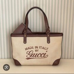 GUCCI Japan Limited Edition craft canvas tote bag Leather Pouch MADE IN ITALY