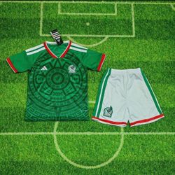 Soccer Mexico kids niños set 4 a 12 años  jersey Mundial green New Jersey  short sleeve long sleeve Women’s size 2025 kids 4 years Alf to 12 years old