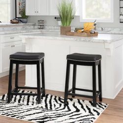 Solid wood counter height stools with nail head trim designs