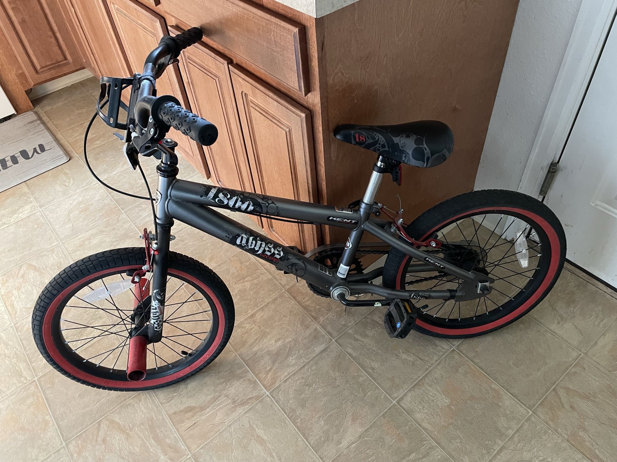 18 Inch Abyss BMX Kids Bike With Red Accents.