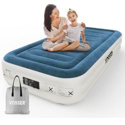 VOSSER Twin Air Mattress with Built-in Pump, Fast & Easy Inflation/Deflation Inflatable Mattress,