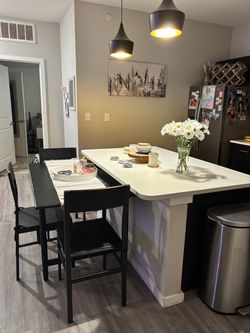 Table and dining chairs
