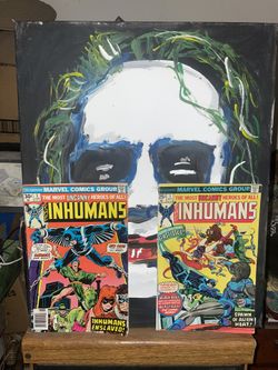 Joker Painting With Two Comics Of The Inhumans