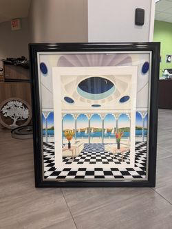 Large Framed Art Print – Modern Coastal / Art Deco Style