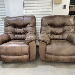 Lightly Used Leather Recliners - Rustic Style