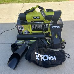 RYOBI 40V HP Brushless 100 MPH 600 CFM Cordless Leaf Blower/Mulcher/Vacuum with (2) 4.0 Ah Batteries and Charger