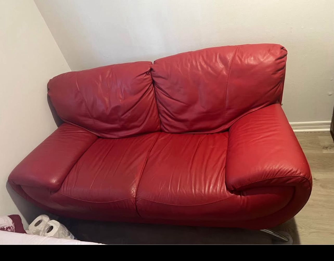 Red Leather Loveseat