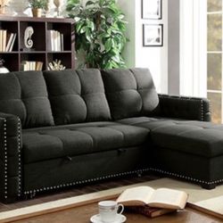 DARK GRAY SLEEPER SECTIONAL WITH STORAGE IN CHASE 