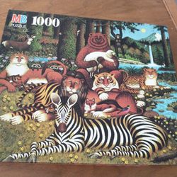 New 1973 Vintage Charles Wydocki's  1000 Piece Puzzle Wild Animal Gathering