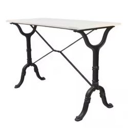 Carolina Chair & Table Vera 42 in. White/Black Standard Rectangle Marble Conso