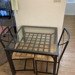 Glass Dining Table With Two Chairs