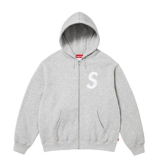 Supreme S Logo Zip Up Gray Hooded Sweatshirt FW25 (L)
