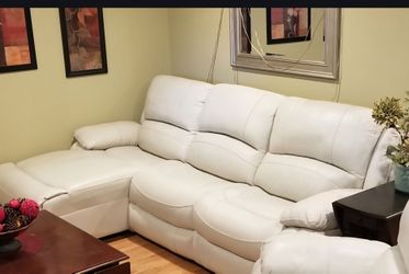 Leather sofa Cream 3 piece sectional