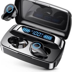 Wireless Earbuds, Bluetooth 5.2 Headphones with 1800mAh Charging Case - 88Hrs Play Time - Cell Phones Charging Function, Built-in Microphone IPX5 Wate