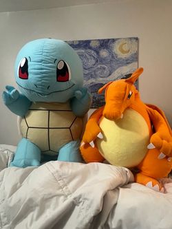 Large Squirtle and Charizard Pokémon Plush Set