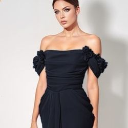Wedding Guest/Formal Satin Dress Dark Navy, Size 18W ($50)