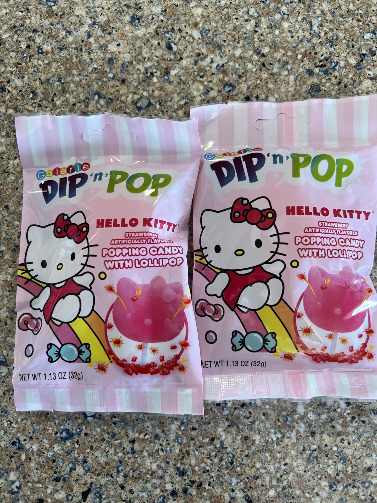 2 Pack - Hello Kitty Galerie Dip ' n Pop Strawberry Popping Candy with Lollipop