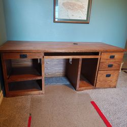 Heavy, large oak desk
