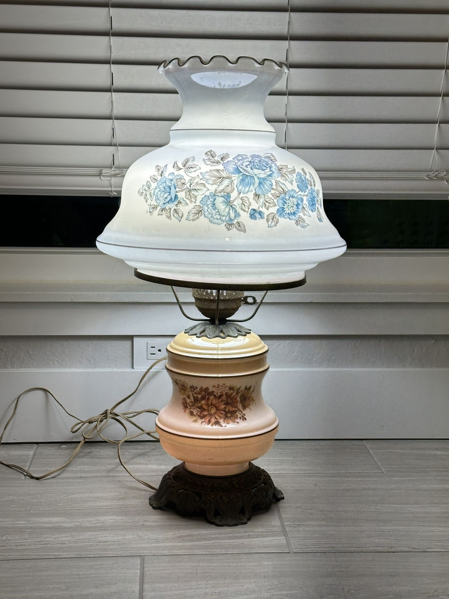 Turn of The Century Beautiful Hurricane Lamp. In its Original Condition. No Chips/Cracks. see below