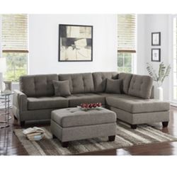 Gorgeous Three Piece Coffee Colored Sectional Set