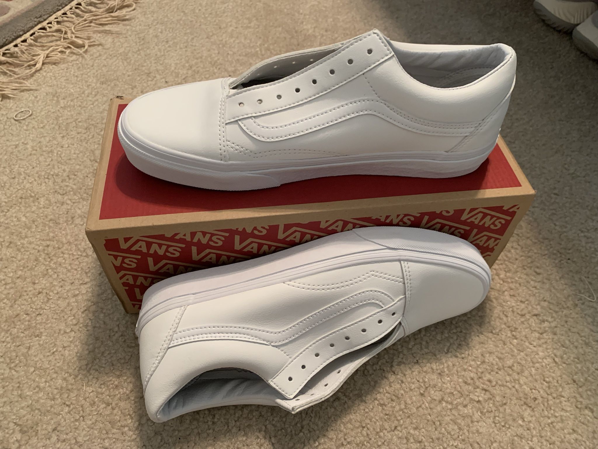 Vans White Leather Lows