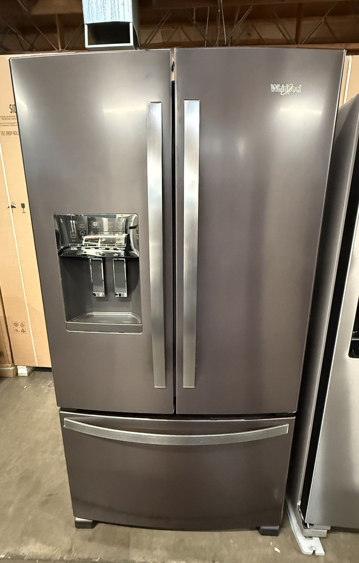 Whirlpool 36 in. 24.7 Cu. Ft. Fingerprint Resistant Black Stainless Steel French Door Refrigerator