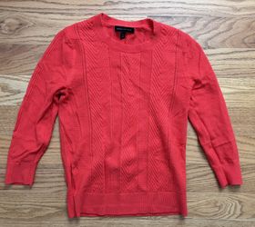 Banana Republic Red Eyelet Cable Crew Neck 3/4 Sleeve Sweater - XS