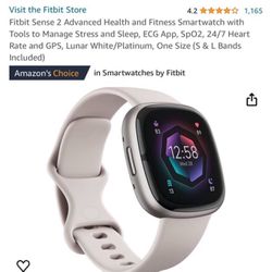 Fitbit Sense Advanced Smartwatch with Tools for Heart Health, Stress Management & Skin Temperature Trends, White/Gold 