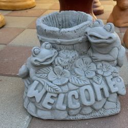 New Welcome Flower Pot Made Out Of Cement Perfect Gift 🎁 