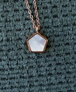 Stainless steel Rose Gold Pentagon Necklace - Shimmering Iridescent Shell Finish