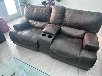 Free Leather love seat with power recline