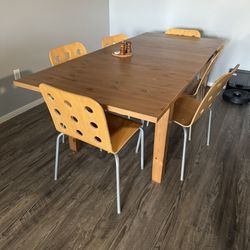 PENDING EXTENDABLE DINING TABLE AND 5 CHAIR