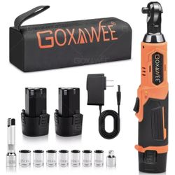 NEW 12V Ratchet Wrench Set,  Electric Ratchet Wrench, 400 RPM, Maximum Torque 46 N.m, 3/8"-1/4" Powerful Rotary Tool With 2 Batteries, Variable