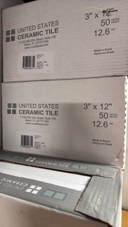 Roca White Ice 3x12 Ceramic Tile – 6 Boxes / 75.8 Sq Ft – New - 6 boxes