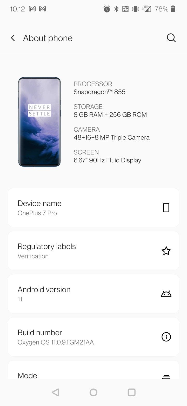 oneplus 7 pro 11.0 9.1