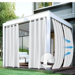 HolidayIdeas 4 Panels Outdoor Gazebo Curtains 54x84 White Waterproof Privacy Drapes