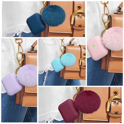 AirPods Protective Case With Fur Pompon Key Chain (6 Colors)