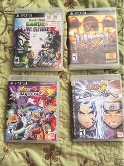 4 PS3 Games Bundle – Complete w/ Cases – Plants vs zombies Garden Warfare, Dragonball Z battle of z, Ultra street fighter IV, Naruto ultimate ninja st