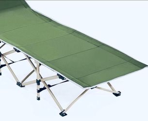 Camping cots, large portable folding bed for adults and children, supports 450 lbs, with carry bag.