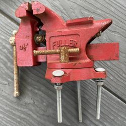 Vintage Fuller 3 1/2" Bench Vise w/ Swivel Base.