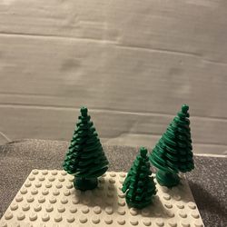 (2) Lego Pine Tree Plant Large 4 x 4 x 6 2/3 and (1) small