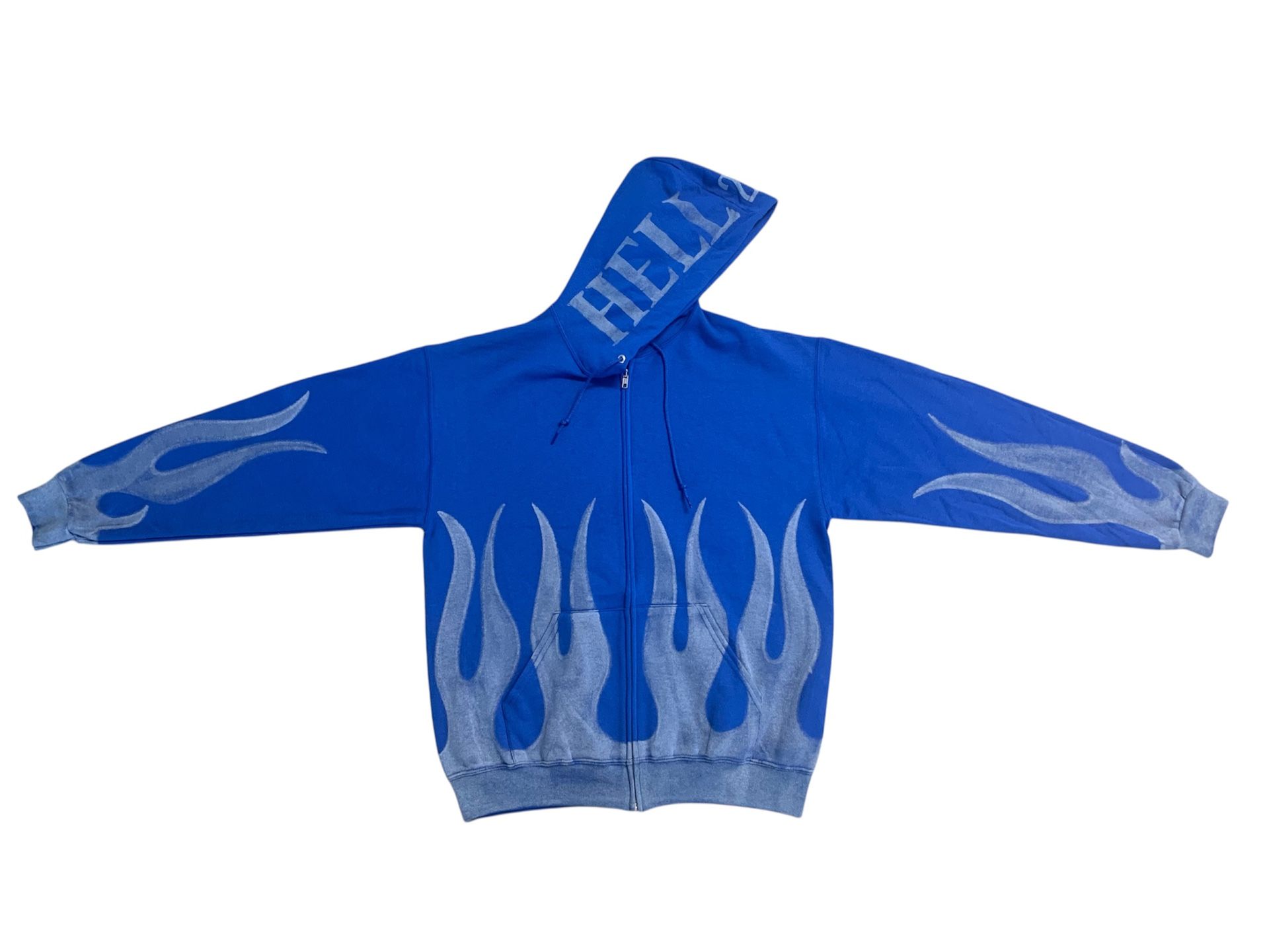 Blue Hell2pay Flame Zip Up Hoodie Size Large Men
