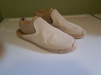 Beige Suede Espadrille Slip-On Shoes