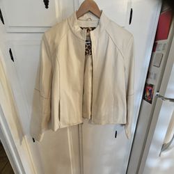 Womens Leather Large Cream Leather Jacket
