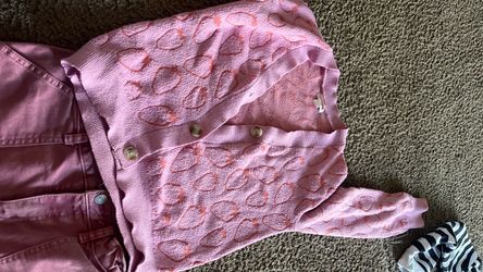 Pink Heart Print button up /pants