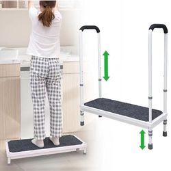 Step Stool with Handle for Elderly Medical Step Stools Seniors Handicap High Steps Mobility Platform Steel Foot Steps With Handrails Ramp Assist for